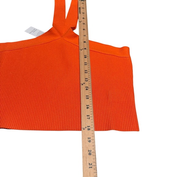 The Drop Halter Knit Top Womens Large Orange Ribbed Stretch Tank Sweater New‎ - Picture 6 of 7